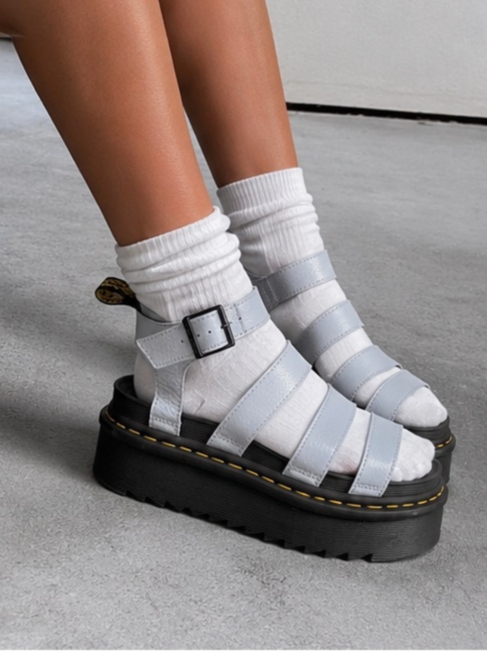 DR. MARTENS Blaire Quad Strappy Platform Sandals in Zen Blue | US 11